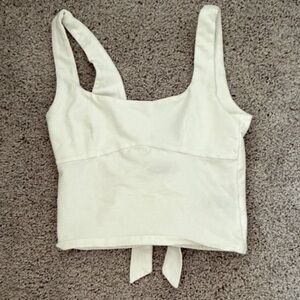 Princess Polly Cream Square-Neck Tie-Back Crop Top